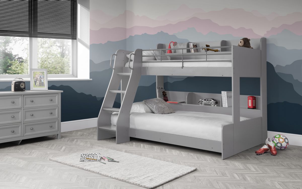 Domino Bunk Bed Triple Sleeper - Light Grey